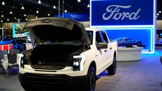 The Ford F-150 Lightning displayed at the Philadelphia Auto Show, Jan. 27, 2023, in Philadelphia.