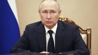Russian President Vladimir Putin chairs a Security Council meeting in Moscow, Russia, Monday, June 26, 2023.